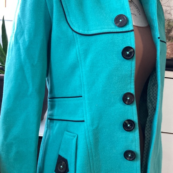 Michael Kors hooded coat. Color is similar to a teal blue/green. - Picture 4 of 8